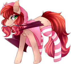 Size: 1655x1490 | Tagged: safe, artist:amiicommissions, oc, oc only, oc:dreamie, bat pony, pony, clothes, female, mare, simple background, socks, solo, striped socks, transparent background
