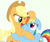 Size: 1612x1345 | Tagged: safe, artist:lullapiies, applejack, rainbow dash, earth pony, pony, g4, floppy ears, one eye closed