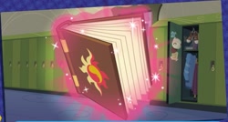 Size: 1095x588 | Tagged: safe, equestria girls, equestria girls (app), g4, canterlot high, game screencap, lockers, official app, sunset shimmer's book