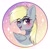 Size: 1347x1318 | Tagged: safe, artist:arllistar, derpy hooves, pegasus, pony, g4, bust, circle background, cute, derpabetes, ear fluff, female, gradient background, looking at you, mare, one eye closed, open mouth, solo, wink, winking at you