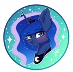 Size: 1219x1209 | Tagged: safe, artist:arllistar, princess luna, alicorn, pony, g4, bust, circle background, ear fluff, female, gradient background, looking at you, mare, solo