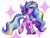 Size: 1600x1200 | Tagged: safe, artist:stacy_165cut, izzy moonbow, pony, unicorn, g5, alternate hair color, alternate tail color, colored hooves, colored horn, colored pinnae, female, halftone, horn, looking back, mare, multicolored mane, multicolored tail, prancing, profile, purple coat, purple eyes, raised hoof, raised leg, shiny mane, shiny tail, simple background, smiling, solo, sparkles, standing, stripes, tail, unicorn horn, unshorn fetlocks, wavy mane, wavy tail, white background, wingding eyes