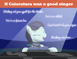 Size: 3000x2300 | Tagged: safe, artist:mightyshockwave, coloratura, crying, meme, musical instrument, piano, shitposting, spotlight, tears of joy, text