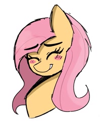 Size: 957x1197 | Tagged: safe, artist:billtism, fluttershy, pegasus, pony, g4, blushing, bust, eyes closed, female, mare, simple background, solo, white background