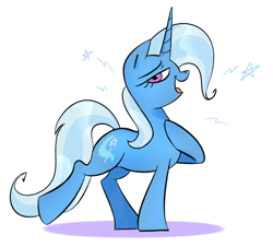 Size: 2100x1900 | Tagged: safe, artist:lafysaphy, trixie, pony, unicorn, g4, female, hoof on chest, horn, looking at you, mare, open mouth, open smile, simple background, smiling, solo, stars, white background