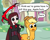 Size: 2500x2000 | Tagged: safe, artist:zoeyhorse, applejack, earth pony, human, pony, g4, dialogue, duo, duo female, female, high res, i think we're gonna have to kill this guy, meme, ponyville, ruby rose, rwby, scythe, speech bubble