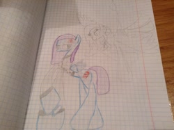 Size: 1024x765 | Tagged: safe, artist:twilight rewiew, oc, pony, duo, graph paper, traditional art