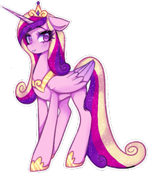 Size: 585x688 | Tagged: safe, artist:natures_love, princess cadance, alicorn, pony, g4, concave belly, female, folded wings, large wings, long tail, mare, outline, simple background, slender, solo, tail, tall, thin, transparent background, white outline, wings