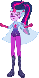 Size: 2714x5352 | Tagged: safe, artist:dupontsimon, sci-twi, twilight sparkle, human, fanfic:choose your own magic ending, equestria girls, equestria girls series, g4, fanfic art, simple background, solo, superhero, transparent background, vector