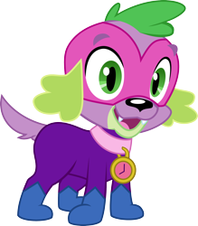 Size: 2372x2702 | Tagged: safe, artist:dupontsimon, spike, spike the regular dog, dog, fanfic:choose your own magic ending, equestria girls, g4, my little pony equestria girls: better together, fanfic art, simple background, solo, superhero, transparent background, vector