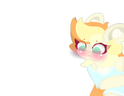 Size: 4096x3185 | Tagged: safe, artist:sodapop sprays, oc, oc:sodapop sprays, pegasus, pony, blushing, clothes, curious, ear fluff, eye clipping through hair, happy, looking down, shirt, simple background, solo, transparent background