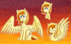 Size: 2924x1818 | Tagged: safe, artist:horselamp, oc, oc only, oc:sundrop striker, pegasus, chest fluff, gradient background, large wings, solo, wings