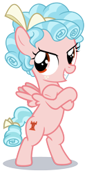 Size: 846x1680 | Tagged: safe, anonymous editor, artist:phucknuckl, edit, cozy glow, pegasus, pony, g4, belly, bipedal, crossed hooves, female, filly, foal, grin, simple background, smiling, solo, transparent background