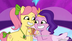 Size: 600x338 | Tagged: safe, screencap, pipp petals, posey bloom, earth pony, pegasus, pony, g5, my little pony: tell your tale, p + p = bffs, spoiler:g5, spoiler:my little pony: tell your tale, spoiler:tyts02e13, animated, gif, subtitles, turkish