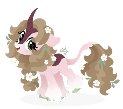 Size: 1920x1713 | Tagged: safe, artist:kabuvee, oc, oc only, kirin, female, flower, flower in hair, flower in tail, simple background, solo, tail, transparent background