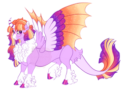 Size: 4300x3100 | Tagged: safe, artist:gigason, oc, oc:secret sphinx, draconequus, colored wings, glasses, hybrid wings, magical threesome spawn, multicolored wings, parent:discord, parent:sunburst, parent:twilight sparkle, simple background, solo, transparent background, wings
