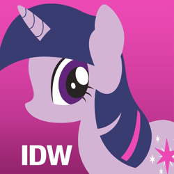 Size: 1024x1024 | Tagged: safe, idw, twilight sparkle, pony, unicorn, g4, my little pony comics, official, app icon, female, gradient background, horn, mare, solo, unicorn twilight