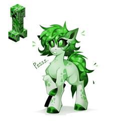 Size: 2354x2500 | Tagged: safe, artist:buvanybu, pony, creeper, minecraft, ponified, simple background, solo, white background