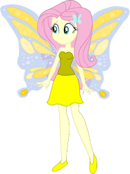 Size: 1157x1545 | Tagged: safe, artist:invisibleink, artist:tylerajohnson352, fluttershy, fairy, equestria girls, g4, bare shoulders, beautiful, clothes, dress, fairy wings, simple background, sleeveless, solo, transparent background, wings