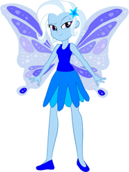 Size: 1157x1544 | Tagged: safe, artist:invisibleink, artist:tylerajohnson352, trixie, fairy, equestria girls, g4, bare shoulders, beautiful, clothes, cute, dress, fairy wings, simple background, sleeveless, solo, transparent background, wings