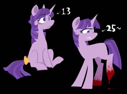 Size: 1211x894 | Tagged: safe, artist:partyponypower, starlight glimmer, pony, unicorn, g4, alternate hairstyle, alternate universe, black background, blood, horn, simple background, solo