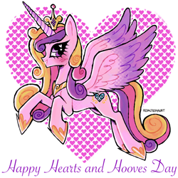 Size: 2000x2000 | Tagged: safe, artist:redactedhaunt, princess cadance, alicorn, pony, g4, concave belly, heart, heart eyes, hearts and hooves day, slender, solo, thin, wingding eyes