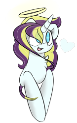 Size: 1197x1920 | Tagged: safe, artist:umbreow, oc, oc:heavenly delight, pony, unicorn, bust, female, halo, horn, mare, portrait, simple background, solo, transparent background