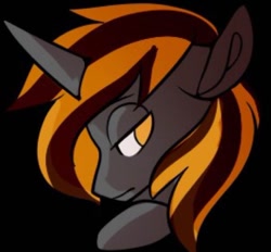 Size: 612x569 | Tagged: safe, oc, oc only, oc:nettle kiss, changeling, black background, ears back, looking at you, male, ominous, side view, simple background, solo, stallion, unhappy
