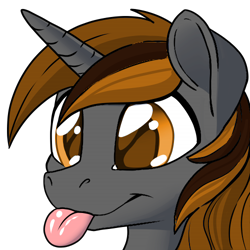 Size: 500x500 | Tagged: safe, artist:pusspuss, edit, oc, oc only, oc:nettle kiss, pony, unicorn, :p, happy, horn, male, recolor, silly, simple background, smiling, solo, stallion, tongue out, transparent background