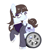 Size: 2498x2475 | Tagged: safe, artist:plinky, oc, oc only, original species, wheelpone, 80's fashion, classy, disabled, fancy, future design, original art, ponysona, scar, simple background, solo, wheelchair, white background, wingless