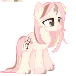 Size: 2048x2048 | Tagged: safe, artist:plinky, oc, oc only, original species, cherry blossoms, flower, flower blossom, fluffy, original art, original design, pink mane, random pony, simple background, solo, white background