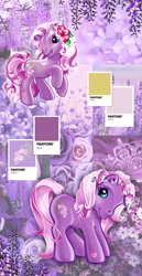 Size: 992x1923 | Tagged: safe, edit, wysteria, earth pony, pony, g3, the princess promenade, aesthetics, female, flower, flower in hair, mare, phone wallpaper, wallpaper