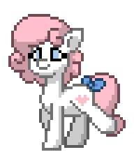 Size: 192x228 | Tagged: safe, sundance, earth pony, pony, pony town, g1, g4, animated, bow, cute, female, g1 to g4, generation leap, gif, pixel art, shy, simple background, smiling, solo, tail, tail bow, transparent background, trotting, walking