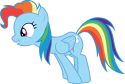 Size: 961x644 | Tagged: safe, artist:sollace, derpibooru exclusive, rainbow dash, pegasus, pony, g4, newbie dash, .svg available, alternate hairstyle, cute, dynamic dash, female, mane swap, mare, side view, simple background, smiling, solo, svg, transparent background, vector