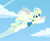 Size: 2800x2308 | Tagged: safe, artist:mercurysparkle, vapor trail, pegasus, pony, g4, clothes, cloud, cute, eye clipping through hair, female, fluffy, flying, high res, mare, outdoors, sky, smiling, solo, spread wings, uniform, vaporbetes, wings, wonderbolts uniform