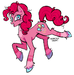 Size: 2000x2027 | Tagged: safe, artist:redactedhaunt, pinkie pie, earth pony, pony, g4, chest fluff, concave belly, ear fluff, messy mane, simple background, slender, solo, thin, unshorn fetlocks, white background