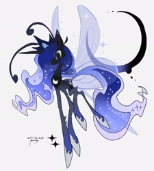 Size: 1846x2048 | Tagged: safe, artist:kamikiririp, princess luna, breezie, g4, breeziefied, concave belly, female, long legs, mare, slender, solo, species swap, thin