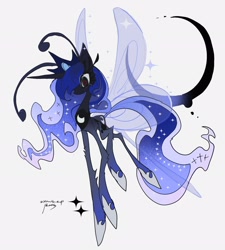 Size: 1846x2048 | Tagged: safe, artist:kamikiririp, princess luna, breezie, g4, breeziefied, breezuna, concave belly, female, long legs, mare, slender, solo, species swap, thin