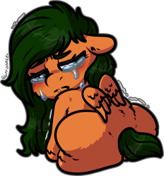 Size: 1064x1145 | Tagged: safe, artist:sexygoatgod, oc, oc only, fluffy pony, crying, simple background, solo, transparent background
