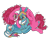 Size: 1840x1430 | Tagged: safe, artist:peaceandlove26, pinkie pie, rainbow dash, earth pony, pegasus, pony, g4, alternate eye color, alternate hair color, alternate tail color, alternate tailstyle, blue coat, colored pinnae, colored wings, colored wingtips, crying, curly mane, curly tail, duo, duo female, ear fluff, ear tufts, eyelashes, female, folded wings, hallucination, horror, leonine tail, long legs, long neck, looking at each other, looking at someone, lying down, mare, multicolored eyes, multicolored hair, multicolored mane, multicolored tail, nightmare fuel, not shipping, pink coat, pink mane, pink tail, rainbow hair, rainbow tail, simple background, sitting, smiling, smiling at each other, starry eyes, tail, thin, transparent background, two toned mane, two toned tail, two toned wings, wingding eyes, wings