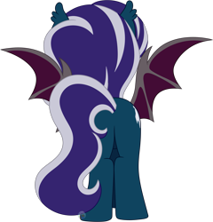 Size: 2089x2173 | Tagged: safe, artist:pure-blue-heart, oc, oc only, oc:heartfang, bat pony, bat pony oc, butt, commission, female, male to female, patreon, patreon reward, plot, rear view, simple background, spread wings, transgender, transparent background, watermark, wings