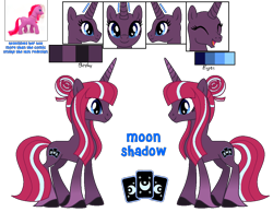 Size: 1090x847 | Tagged: safe, artist:hate-love12, moon shadow, pony, unicorn, g2, g4, base used, female, g2 to g4, generation leap, horn, mare, reference sheet, simple background, solo, toy, transparent background