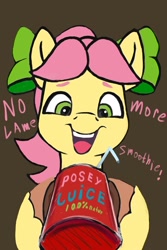 Size: 600x900 | Tagged: safe, artist:ponsce, posey bloom, earth pony, pony, g5, spoiler:g5, bow, don't dead open inside, female, hair bow, happy, looking at something, mare, smiling, solo, unshorn fetlocks, when she smiles