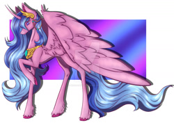 Size: 1280x906 | Tagged: safe, artist:wasatgemini, oc, oc only, alicorn, pony, concave belly, female, large wings, long mane, long tail, mare, raised hoof, slender, solo, standing, sternocleidomastoid, tail, tall, thin, unshorn fetlocks, wings