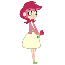 Size: 500x500 | Tagged: artist needed, safe, roseluck, human, g4, blushing, flower, green eyes, humanized, red hair, rose, simple background, solo, transparent background