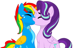 Size: 1773x1132 | Tagged: safe, artist:shieldwingarmorofgod, starlight glimmer, oc, oc only, oc:shield wing, alicorn, g4, alicornified, canon x oc, duo, female, kiss on the lips, kissing, male, race swap, shipping, simple background, starlicorn, straight, transparent background, xk-class end-of-the-world scenario