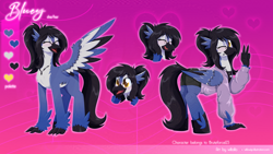 Size: 1920x1080 | Tagged: safe, artist:willoillo, oc, oc only, hippogriff, commission, countershading, emotes, reference sheet, solo, tongue out