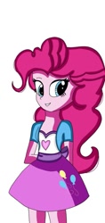 Size: 477x1008 | Tagged: safe, artist:ubaid987, pinkie pie, human, equestria girls, g4, clothes, cutie mark on clothes, female, pink skirt, simple background, skirt, solo, white background
