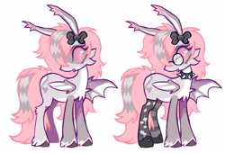 Size: 2944x2000 | Tagged: safe, artist:heartwoozy, oc, oc only, bat pony, pony, cheek fluff, chest fluff, choker, clothes, ear fluff, fangs, female, glasses, hoof shoes, mare, simple background, socks, solo, spiked choker, unshorn fetlocks, white background