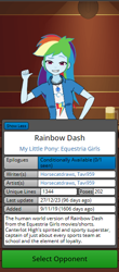 Size: 290x660 | Tagged: safe, artist:horsecat, artist:tavi959, rainbow dash, human, equestria girls, g4, alcohol, bar, beer, beer mug, blue skin, breasts, busty rainbow dash, character select, clothes, cocky, explicit source, faic, female, game, game screencap, humanized, jewelry, kisekae, looking at you, necklace, open clothes, open shirt, pointing at self, shirt, smug, smugdash, solo, spnati, text, white shirt